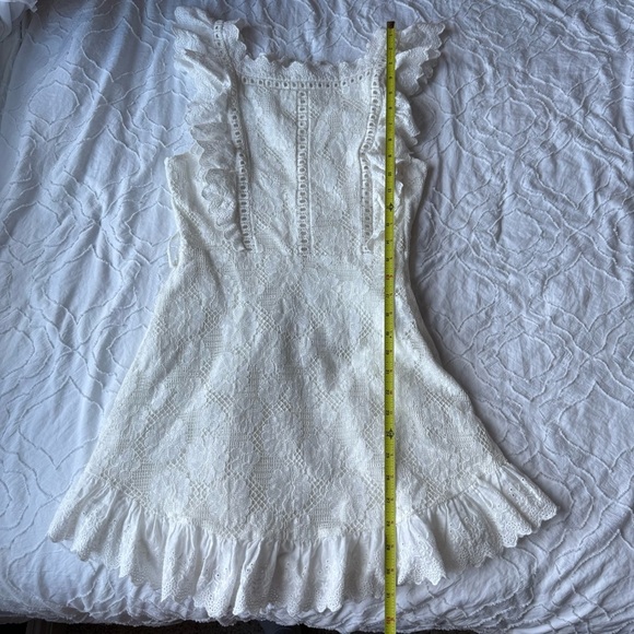 Selfie Leslie White Lace Ruffle Mini Dress Belt Loops - Picture 5 of 16